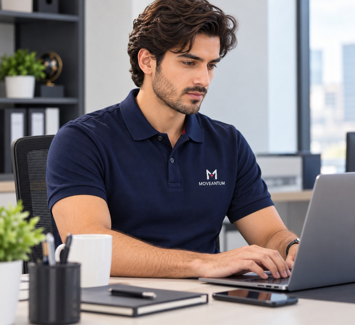 Moveantum Premium 100% Cotton Polo-Blue