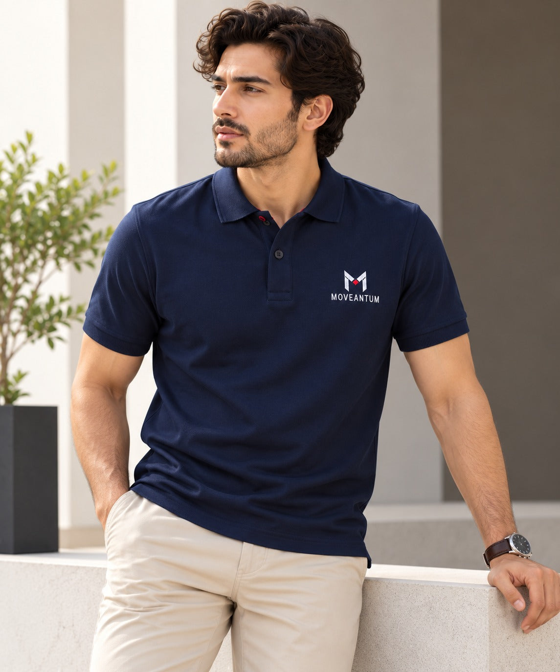 Moveantum Premium 100% Cotton Polo-Blue